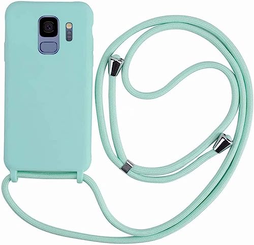 Ququcheng Kompatibel mit Samsung Galaxy S9 Hülle,Handykette Hülle Silikon Seil Necklace Handyhülle mit Kordel Tasche TPU Bumper Schutzhülle für Samsung Galaxy S9-Grün von Ququcheng