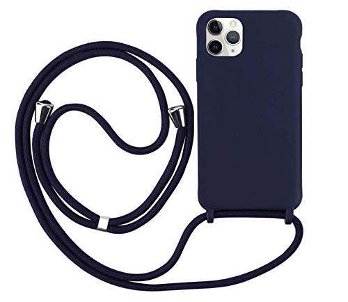 Ququcheng Kompatibel mit iPhone 12/12 Pro(6.1") Hülle,Handykette Hülle Silikon Seil Necklace Handyhülle mit Kordel Tasche TPU Bumper Schutzhülle für iPhone 12/12 Pro(6.1")-Blau von Ququcheng