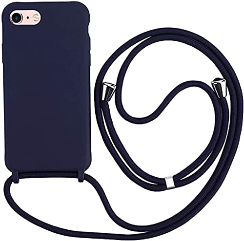 Ququcheng Kompatibel mit iPhone 7/8 Plus(5.5") Hülle,Handykette Hülle Silikon Seil Necklace Handyhülle mit Kordel Tasche TPU Bumper Schutzhülle für iPhone 7/8 Plus(5.5")-Blau von Ququcheng