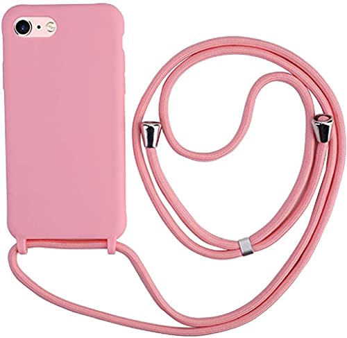Ququcheng Kompatibel mit iPhone 7/8 Plus(5.5") Hülle,Handykette Hülle Silikon Seil Necklace Handyhülle mit Kordel Tasche TPU Bumper Schutzhülle für iPhone 7/8 Plus(5.5")-Pink von Ququcheng