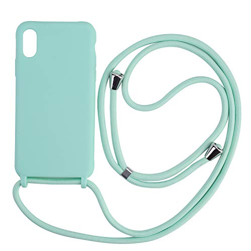 Ququcheng Kompatibel mit iPhone X/XS Hülle,Handykette Hülle Silikon Seil Necklace Handyhülle mit Kordel Tasche TPU Bumper Schutzhülle für iPhone X/XS-Grün von Ququcheng