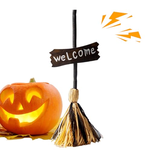 Qurygin Hexenbesen – schwimmender Halloween-Besen, beleuchtete animierte bewegliche Hexendekorationen mit gruseligen Geräuschen für Halloween, Innen- und Außenbereich von Qurygin