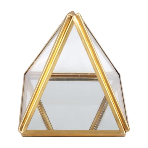 Qusedwey Schmuckschatulle Aus Glas, Golden, Geometrische, Dekorative Schatulle, Geometrische Glaspyramide, Ringhalter für Hochzeit, Geburtstagsgeschenk S Qusedwey Schmuckschatulle Aus Glas, Golden, Geometrische, Dekorative Schatulle, Geometrische Glaspyramide, Ringhalter für Hochzeit, Geburtstagsgeschenk S von Qusedwey
