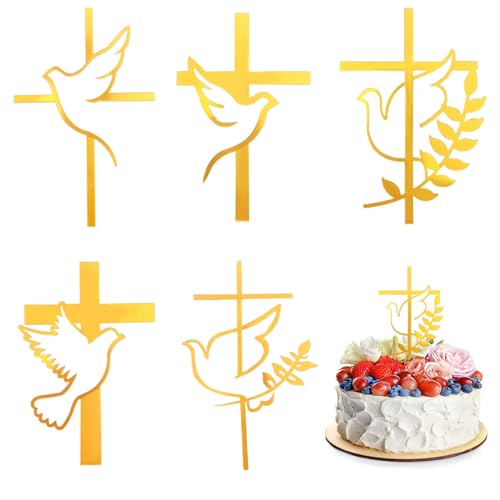 5 Stück Kreuz-Kuchenaufsätze, Tauben-Kuchenaufsatz, Acryl, Kreuz, Cupcake-Topper mit Taubengold, Kuchenanhänger, Dekoration für Geburtstag, Hochzeit 5 Stück Kreuz-Kuchenaufsätze, Tauben-Kuchenaufsatz, Acryl, Kreuz, Cupcake-Topper mit Taubengold, Kuchenanhänger, Dekoration für Geburtstag, Hochzeit von Qusmeiyici