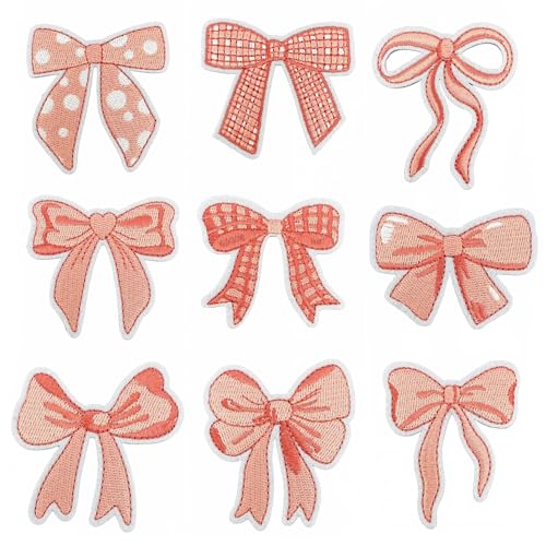 Aufnäher zum Aufbügeln mit rosa Schleife, bestickt, zum Aufbügeln für Kleidung, Taschen, Hüte, Jacken, Jeans, Zubehör, Handwerk, DIY, Weihnachtsdekoration, Kunsthandwerk, Nähen, 9 Stück Aufnäher zum Aufbügeln mit rosa Schleife, bestickt, zum Aufbügeln für Kleidung, Taschen, Hüte, Jacken, Jeans, Zubehör, Handwerk, DIY, Weihnachtsdekoration, Kunsthandwerk, Nähen, 9 Stück von Qusmeiyici