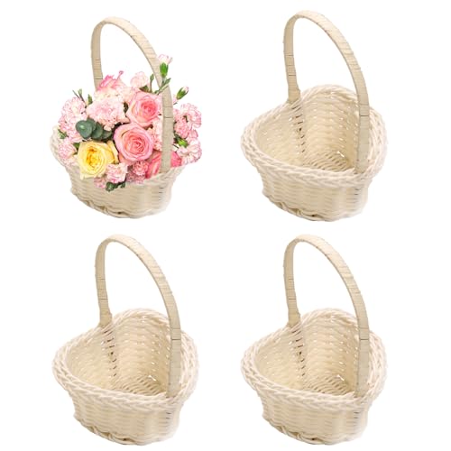 Korb Geflochten Mit Henkels, Kleiners Rattan Korb Obstkorb 4 Stück, Handgewebter Weißer Herzförmiger Hochzeitskorb Blumenkörbe, Hochzeit Süßigkeiten Rattan Korb Dekokorb Für Hochzeitszeremonie Korb Geflochten Mit Henkels, Kleiners Rattan Korb Obstkorb 4 Stück, Handgewebter Weißer Herzförmiger Hochzeitskorb Blumenkörbe, Hochzeit Süßigkeiten Rattan Korb Dekokorb Für Hochzeitszeremonie von Qutalmi