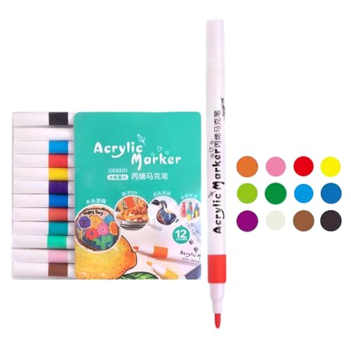Qutalmi Acryl-Marker-Stifte-Set | Malmarker - Glasmalstifte in lebendigen Farben, wasserfeste Malmarker für Stein, Glas, Stoff von Qutalmi