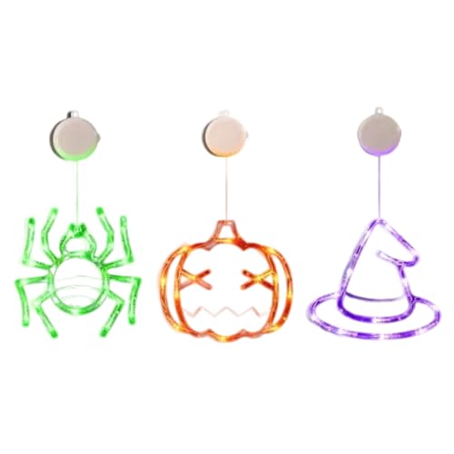 Qutalmi Halloween | 3 Stück LED Mit Saugnapf - Halloween Deko Für Indoor Outdoor Wohnung Garten Fenster von Qutalmi