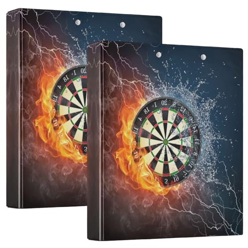 Quteprint 3-Ringbuch, Fire Ice Dart-Brett, 3,8 cm, runder Ringordner mit 3 transparenten Innentaschen, Ordner-Organizer mit Klemmbrett für Büro, Zuhause, Schule, hält 200 Blatt, 2 Packungen Quteprint 3-Ringbuch, Fire Ice Dart-Brett, 3,8 cm, runder Ringordner mit 3 transparenten Innentaschen, Ordner-Organizer mit Klemmbrett für Büro, Zuhause, Schule, hält 200 Blatt, 2 Packungen von Quteprint