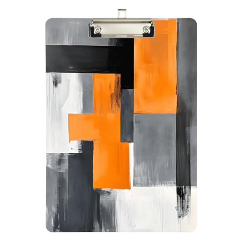 Quteprint Abstraktes grau-orangefarbenes Acryl-Klemmbrett, 22,9 x 31,8 cm, transparentes, kratzfestes Klemmbrett mit (silberfarbenem Metallclip und Wandhaken, 0,6 cm dick, für Büro, Klassenzimmer Quteprint Abstraktes grau-orangefarbenes Acryl-Klemmbrett, 22,9 x 31,8 cm, transparentes, kratzfestes Klemmbrett mit (silberfarbenem Metallclip und Wandhaken, 0,6 cm dick, für Büro, Klassenzimmer von Quteprint