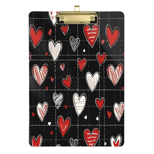 Quteprint Acryl-Klemmbrett mit Herzen, 22,9 x 31,8 cm, transparentes, kratzfestes Klemmbrett mit goldfarbenem Metallclip und Wandhaken, 0,6 cm dick, für Büro, Klassenzimmer, Krankenschwestern, Lehrer Quteprint Acryl-Klemmbrett mit Herzen, 22,9 x 31,8 cm, transparentes, kratzfestes Klemmbrett mit goldfarbenem Metallclip und Wandhaken, 0,6 cm dick, für Büro, Klassenzimmer, Krankenschwestern, Lehrer von Quteprint