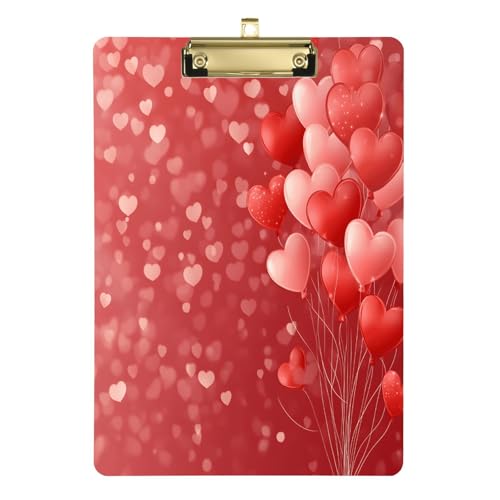 Quteprint Acryl-Klemmbrett mit Herzen, Luftballons, 22,9 x 31,8 cm, transparentes, kratzfestes Klemmbrett mit goldfarbenem Metallclip und Wandhaken, 0,6 cm dick, für Büro, Klassenzimmer Quteprint Acryl-Klemmbrett mit Herzen, Luftballons, 22,9 x 31,8 cm, transparentes, kratzfestes Klemmbrett mit goldfarbenem Metallclip und Wandhaken, 0,6 cm dick, für Büro, Klassenzimmer von Quteprint