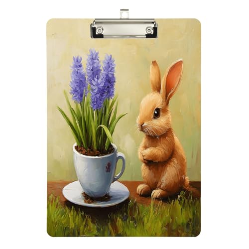 Quteprint Acryl-Klemmbrett mit Osterhasen-Hyazinthen-Blume, 22,9 x 31,8 cm, transparentes, kratzfestes Klemmbrett mit (silberfarbenem Metallclip und Wandhaken, 0,6 cm dick, für Büro, Klassenzimmer Quteprint Acryl-Klemmbrett mit Osterhasen-Hyazinthen-Blume, 22,9 x 31,8 cm, transparentes, kratzfestes Klemmbrett mit (silberfarbenem Metallclip und Wandhaken, 0,6 cm dick, für Büro, Klassenzimmer von Quteprint