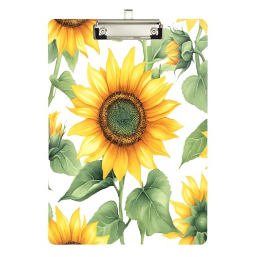 Quteprint Acryl-Klemmbrett mit Sonnenblumen-Motiv, 22,9 x 31,8 cm, transparentes, kratzfestes Klemmbrett mit silberfarbenem Metallclip und Wandhaken, 0,6 cm dick, für Büro, Klassenzimmer Quteprint Acryl-Klemmbrett mit Sonnenblumen-Motiv, 22,9 x 31,8 cm, transparentes, kratzfestes Klemmbrett mit silberfarbenem Metallclip und Wandhaken, 0,6 cm dick, für Büro, Klassenzimmer von Quteprint