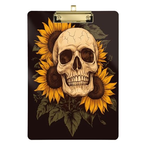 Quteprint Acryl-Klemmbrett mit Sonnenblumen-Motiv, Vintage-Stil, 22,9 x 31,8 cm, transparentes, kratzfestes Klemmbrett mit goldfarbenem Metallclip und Wandhaken, 0,6 cm dick, für Büro, Klassenzimmer Quteprint Acryl-Klemmbrett mit Sonnenblumen-Motiv, Vintage-Stil, 22,9 x 31,8 cm, transparentes, kratzfestes Klemmbrett mit goldfarbenem Metallclip und Wandhaken, 0,6 cm dick, für Büro, Klassenzimmer von Quteprint
