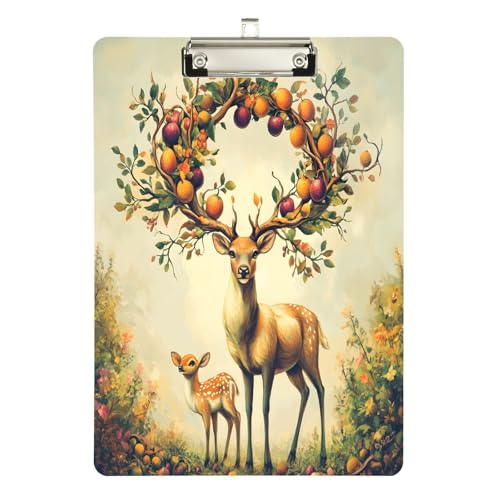 Quteprint Acryl-Klemmbrett mit buntem Obst-Hirsch, 22,9 x 31,8 cm, transparentes, kratzfestes Klemmbrett mit (silberfarbenem Metallclip und Wandhaken, 0,6 cm dick, für Büro, Klassenzimmer Quteprint Acryl-Klemmbrett mit buntem Obst-Hirsch, 22,9 x 31,8 cm, transparentes, kratzfestes Klemmbrett mit (silberfarbenem Metallclip und Wandhaken, 0,6 cm dick, für Büro, Klassenzimmer von Quteprint