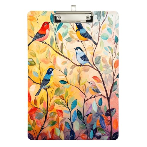 Quteprint Acryl-Klemmbrett mit buntem Vogelbaum, 22,9 x 31,8 cm, transparentes, kratzfestes Klemmbrett mit (silberfarbenem Metallclip und Wandhaken, 0,6 cm dick, für Büro, Klassenzimmer Quteprint Acryl-Klemmbrett mit buntem Vogelbaum, 22,9 x 31,8 cm, transparentes, kratzfestes Klemmbrett mit (silberfarbenem Metallclip und Wandhaken, 0,6 cm dick, für Büro, Klassenzimmer von Quteprint