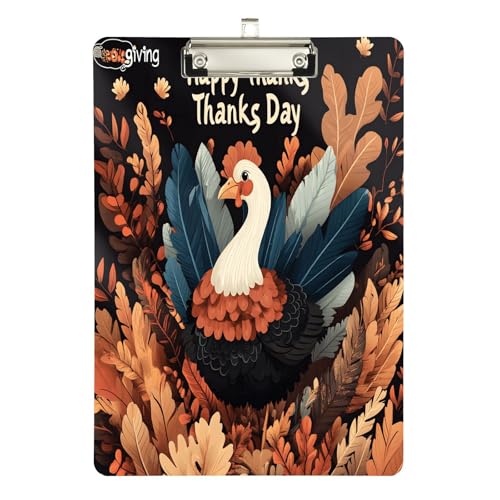 Quteprint Autumn Happy Turkey Leaves Acryl-Klemmbrett, 22,9 x 31,8 cm, transparentes, kratzfestes Klemmbrett mit (silberfarbenem Metallclip und Wandhaken, 0,6 cm dick, für Büro, Klassenzimmer Quteprint Autumn Happy Turkey Leaves Acryl-Klemmbrett, 22,9 x 31,8 cm, transparentes, kratzfestes Klemmbrett mit (silberfarbenem Metallclip und Wandhaken, 0,6 cm dick, für Büro, Klassenzimmer von Quteprint