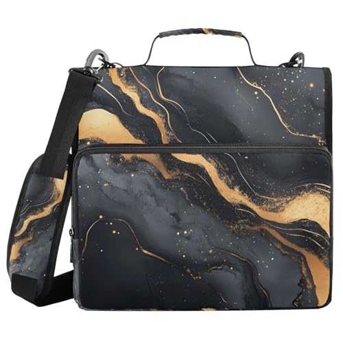 Quteprint Bindertasche mit Reißverschluss, 3,8 cm, 3-Ringbuch und mehrere Taschen, 500 Blatt Kapazität, erweiterbarer Aktenordner mit Schultergurten und Griffen, für Schule, Arbeit, Büro von Quteprint