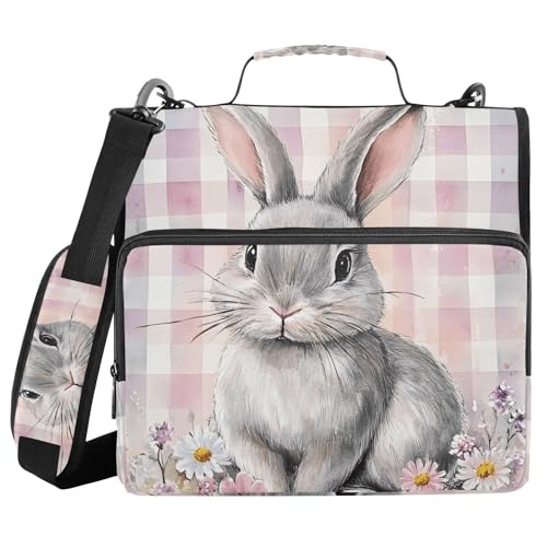 Quteprint Bindertasche mit Reißverschluss, Aquarell-Blumen, Osterhasen, kariert, 3,8 cm, 3-Ringbuch und mehrere Taschen, 500 Blatt Kapazität, erweiterbarer Aktenordner mit Schultergurten und Griffen Quteprint Bindertasche mit Reißverschluss, Aquarell-Blumen, Osterhasen, kariert, 3,8 cm, 3-Ringbuch und mehrere Taschen, 500 Blatt Kapazität, erweiterbarer Aktenordner mit Schultergurten und Griffen von Quteprint