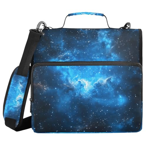 Quteprint Bindertasche mit Reißverschluss, Galaxieblau, Sterne, tiefer Raum, 3,8 cm, 3-Ringbuch und mehrere Taschen, 500 Blatt Kapazität, erweiterbarer Aktenordner mit Schultergurten und Griffen, für Quteprint Bindertasche mit Reißverschluss, Galaxieblau, Sterne, tiefer Raum, 3,8 cm, 3-Ringbuch und mehrere Taschen, 500 Blatt Kapazität, erweiterbarer Aktenordner mit Schultergurten und Griffen, für von Quteprint