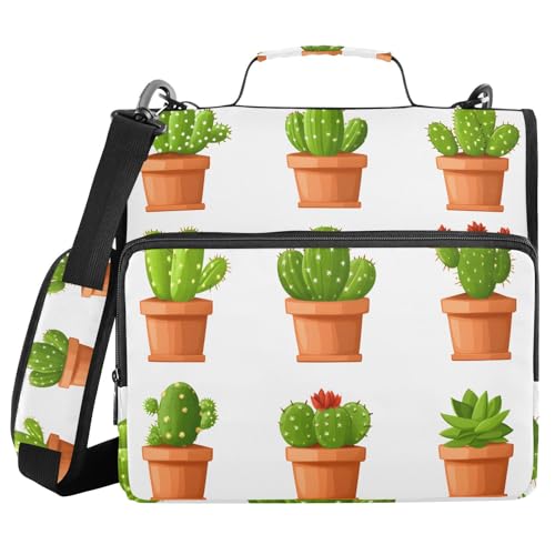 Quteprint Bindertasche mit Reißverschluss, Kaktus-Sukkulenten-Muster, 3,8 cm, 3-Ringbuch und mehrere Taschen, 500 Blatt Kapazität, erweiterbarer Aktenordner mit Schultergurten und Griffen, für Schule Quteprint Bindertasche mit Reißverschluss, Kaktus-Sukkulenten-Muster, 3,8 cm, 3-Ringbuch und mehrere Taschen, 500 Blatt Kapazität, erweiterbarer Aktenordner mit Schultergurten und Griffen, für Schule von Quteprint