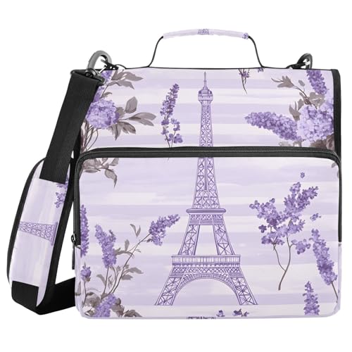 Quteprint Bindertasche mit Reißverschluss, Lavendelblüte, Paris, Eiffelturm, 3,8 cm, 3-Ringbuch und mehrere Taschen, 500 Blatt Kapazität, Fächermappe mit Schultergurten und Griffen, für Schule, Arbeit Quteprint Bindertasche mit Reißverschluss, Lavendelblüte, Paris, Eiffelturm, 3,8 cm, 3-Ringbuch und mehrere Taschen, 500 Blatt Kapazität, Fächermappe mit Schultergurten und Griffen, für Schule, Arbeit von Quteprint