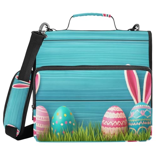 Quteprint Bindertasche mit Reißverschluss, Osterhase, bunte Eier, 3,8 cm, 3-Ringbuch und mehrere Taschen, 500 Blatt Kapazität, erweiterbarer Aktenordner mit Schultergurten und Griffen, für Schule Quteprint Bindertasche mit Reißverschluss, Osterhase, bunte Eier, 3,8 cm, 3-Ringbuch und mehrere Taschen, 500 Blatt Kapazität, erweiterbarer Aktenordner mit Schultergurten und Griffen, für Schule von Quteprint