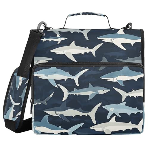 Quteprint Bindertasche mit Reißverschluss, bunte Meerestierhaie, 3,8 cm, 3-Ringbuch und mehrere Taschen, 500 Blatt Kapazität, erweiterbarer Aktenordner mit Schultergurten und Griffen, für Schule Quteprint Bindertasche mit Reißverschluss, bunte Meerestierhaie, 3,8 cm, 3-Ringbuch und mehrere Taschen, 500 Blatt Kapazität, erweiterbarer Aktenordner mit Schultergurten und Griffen, für Schule von Quteprint