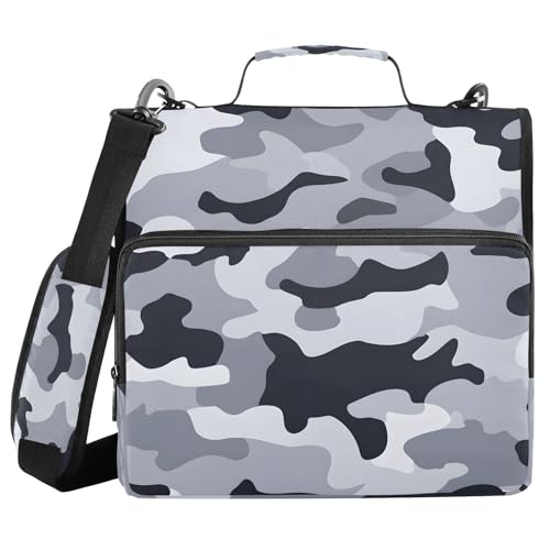 Quteprint Bindertasche mit Reißverschluss, graues Camouflage-Muster, 3,8 cm, 3-Ringbuch und mehrere Taschen, 500 Blatt Kapazität, erweiterbarer Aktenordner mit Schultergurten und Griffen, für Schule Quteprint Bindertasche mit Reißverschluss, graues Camouflage-Muster, 3,8 cm, 3-Ringbuch und mehrere Taschen, 500 Blatt Kapazität, erweiterbarer Aktenordner mit Schultergurten und Griffen, für Schule von Quteprint