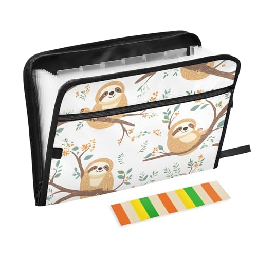 Quteprint Fächermappe mit 13 Fächern, mit Reißverschluss, Baum süßes Faultier-Akkordeon-Aktenordner mit Klebeetiketten, A4-Papier, erweiterbarer Dokumenten-Organizer Quteprint Fächermappe mit 13 Fächern, mit Reißverschluss, Baum süßes Faultier-Akkordeon-Aktenordner mit Klebeetiketten, A4-Papier, erweiterbarer Dokumenten-Organizer von Quteprint