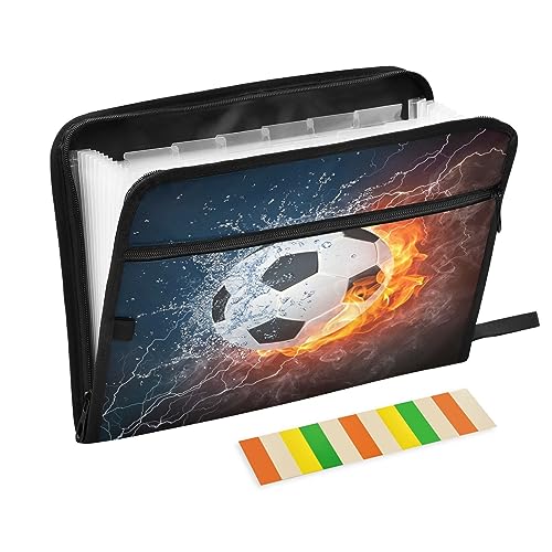 Quteprint Fächermappe mit 13 Fächern, mit Reißverschluss, Fußball-Fußball in Feuerwasser, Akkordeon-Aktenordner mit Klebeetiketten, Briefgröße, A4-Papier, erweiterbarer Dokumenten-Organizer Quteprint Fächermappe mit 13 Fächern, mit Reißverschluss, Fußball-Fußball in Feuerwasser, Akkordeon-Aktenordner mit Klebeetiketten, Briefgröße, A4-Papier, erweiterbarer Dokumenten-Organizer von Quteprint
