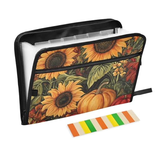 Quteprint Fächermappe mit 13 Fächern, mit Reißverschluss, Sonnenblumen, Äpfel, Kürbis, Kunst, Akkordeon, Aktenordner mit Klebeetiketten, A4-Papier, erweiterbarer Dokumenten-Organizer Quteprint Fächermappe mit 13 Fächern, mit Reißverschluss, Sonnenblumen, Äpfel, Kürbis, Kunst, Akkordeon, Aktenordner mit Klebeetiketten, A4-Papier, erweiterbarer Dokumenten-Organizer von Quteprint