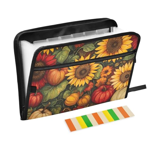Quteprint Fächermappe mit 13 Fächern, mit Reißverschluss, Sonnenblumen, Äpfel, Kürbis, Malerei, Akkordeon-Aktenordner mit Klebeetiketten, A4-Papier, erweiterbarer Dokumenten-Organizer Quteprint Fächermappe mit 13 Fächern, mit Reißverschluss, Sonnenblumen, Äpfel, Kürbis, Malerei, Akkordeon-Aktenordner mit Klebeetiketten, A4-Papier, erweiterbarer Dokumenten-Organizer von Quteprint