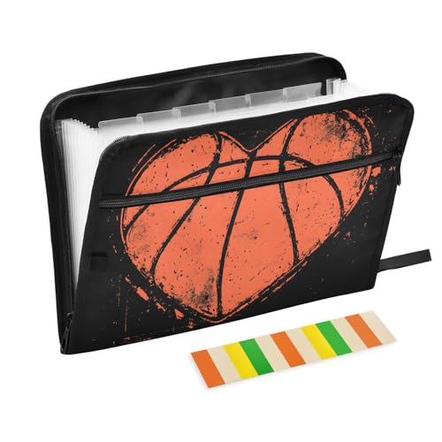 Quteprint Fächermappe mit 13 Fächern, mit Reißverschluss, Sport-Basketball-Herz-Akkordeon-Aktenordner mit Klebeetiketten, Briefgröße, A4-Papier, erweiterbarer Dokumenten-Organizer Quteprint Fächermappe mit 13 Fächern, mit Reißverschluss, Sport-Basketball-Herz-Akkordeon-Aktenordner mit Klebeetiketten, Briefgröße, A4-Papier, erweiterbarer Dokumenten-Organizer von Quteprint