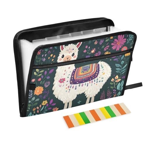Quteprint Fächermappe mit 13 Fächern, mit Reißverschluss, Tier-Alpaka-Blumenblätter, Akkordeon-Aktenordner mit Klebeetiketten, A4-Papier, erweiterbarer Dokumenten-Organizer Quteprint Fächermappe mit 13 Fächern, mit Reißverschluss, Tier-Alpaka-Blumenblätter, Akkordeon-Aktenordner mit Klebeetiketten, A4-Papier, erweiterbarer Dokumenten-Organizer von Quteprint