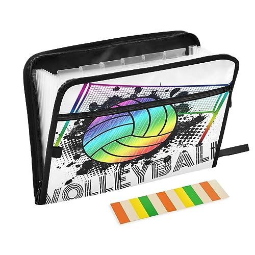 Quteprint Fächermappe mit 13 Fächern, mit Reißverschluss, Volleyball-Sportball, Akkordeon-Aktenordner mit Klebeetiketten, Briefgröße, A4-Papier, erweiterbarer Dokumenten-Organizer Quteprint Fächermappe mit 13 Fächern, mit Reißverschluss, Volleyball-Sportball, Akkordeon-Aktenordner mit Klebeetiketten, Briefgröße, A4-Papier, erweiterbarer Dokumenten-Organizer von Quteprint