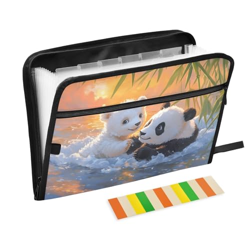 Quteprint Fächermappe mit 13 Fächern, mit Reißverschluss, niedlicher Eisbär, Panda, Sonnenuntergang, Akkordeon-Aktenordner mit Klebeetiketten, A4-Papier, erweiterbarer Dokumenten-Organizer Quteprint Fächermappe mit 13 Fächern, mit Reißverschluss, niedlicher Eisbär, Panda, Sonnenuntergang, Akkordeon-Aktenordner mit Klebeetiketten, A4-Papier, erweiterbarer Dokumenten-Organizer von Quteprint