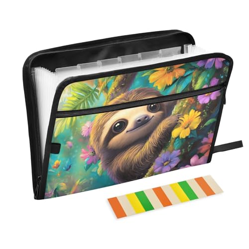 Quteprint Fächermappe mit 13 Fächern, mit Reißverschluss, niedlicher Faultier-Baum, Blumen, Akkordeon-Aktenordner mit Klebeetiketten, A4-Papier, erweiterbarer Dokumenten-Organizer Quteprint Fächermappe mit 13 Fächern, mit Reißverschluss, niedlicher Faultier-Baum, Blumen, Akkordeon-Aktenordner mit Klebeetiketten, A4-Papier, erweiterbarer Dokumenten-Organizer von Quteprint
