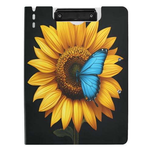 Quteprint Faltbares Klemmbrett, Sonnenblumen-Blau, Schmetterling, A4, Aktenordner-Klemmbrett mit doppelten Metall-Clips, Stiftschlitz – wasserabweisend, Dokumenten-Organizer, Akten-Klemmbretter für Quteprint Faltbares Klemmbrett, Sonnenblumen-Blau, Schmetterling, A4, Aktenordner-Klemmbrett mit doppelten Metall-Clips, Stiftschlitz – wasserabweisend, Dokumenten-Organizer, Akten-Klemmbretter für von Quteprint