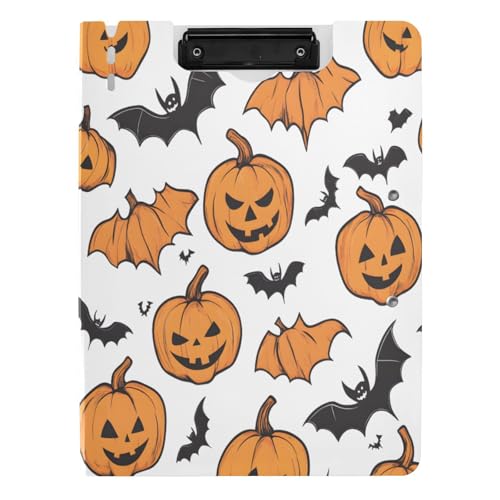 Quteprint Faltbares Klemmbrett für Binder, Halloween-Kürbisse, Fledermäuse, Muster, A4, Aktenordner-Klemmbrett mit doppelten Metall-Clips, Stiftschlitz – wasserabweisend, Dokumenten-Organizer Quteprint Faltbares Klemmbrett für Binder, Halloween-Kürbisse, Fledermäuse, Muster, A4, Aktenordner-Klemmbrett mit doppelten Metall-Clips, Stiftschlitz – wasserabweisend, Dokumenten-Organizer von Quteprint