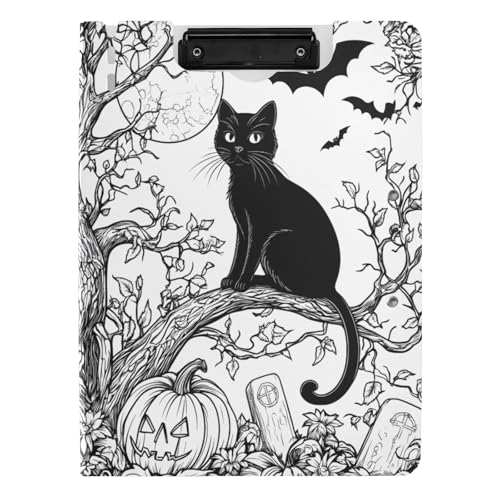 Quteprint Faltbares Klemmbrett für Halloween, schwarz, Katzenbaum, Fledermäuse, A4, Aktenordner mit doppelten Metall-Clips, Stiftschlitz – wasserabweisend, Dokumenten-Organizer, Akten-Klemmbretter für Quteprint Faltbares Klemmbrett für Halloween, schwarz, Katzenbaum, Fledermäuse, A4, Aktenordner mit doppelten Metall-Clips, Stiftschlitz – wasserabweisend, Dokumenten-Organizer, Akten-Klemmbretter für von Quteprint