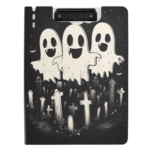 Quteprint Faltbares Klemmbrett für Ordner, Cartoon-Halloween-Geister, A4-Dateiordner-Klemmbrett mit doppelten Metall-Clips, Stiftschlitz – wasserabweisend, Dokumenten-Organizer, Datei-Klemmbretter für Quteprint Faltbares Klemmbrett für Ordner, Cartoon-Halloween-Geister, A4-Dateiordner-Klemmbrett mit doppelten Metall-Clips, Stiftschlitz – wasserabweisend, Dokumenten-Organizer, Datei-Klemmbretter für von Quteprint