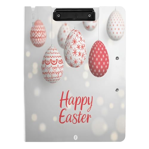 Quteprint Faltbares Klemmbrett für Ordner, Frohe Ostern, hängende Eier, A4, Aktenordner Klemmbrett mit doppelten Metall-Clips, Stiftschlitz – wasserabweisend, Dokumenten-Organizer, Akten-Klemmbretter von Quteprint
