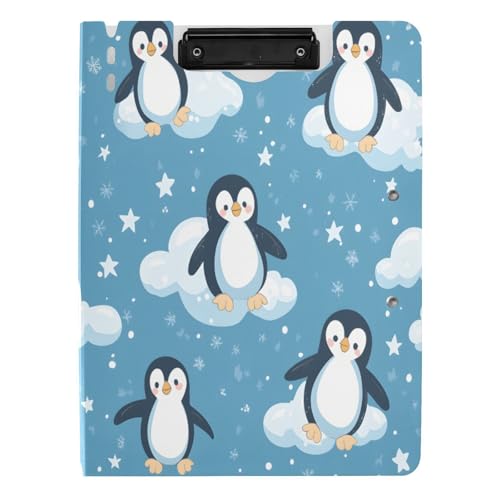 Quteprint Faltbares Klemmbrett für Ordner, Kawaii Pinguine Stern Wolken A4 Dateiordner Klemmbrett mit doppelten Metall-Clips, Stiftschlitz – wasserabweisend, Dokumenten-Organizer, Datei-Klemmbretter Quteprint Faltbares Klemmbrett für Ordner, Kawaii Pinguine Stern Wolken A4 Dateiordner Klemmbrett mit doppelten Metall-Clips, Stiftschlitz – wasserabweisend, Dokumenten-Organizer, Datei-Klemmbretter von Quteprint