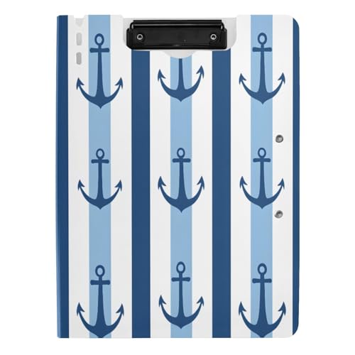 Quteprint Faltbares Klemmbrett für Ordner, Marineblau, Meeresanker, Streifen, A4, Aktenordner-Klemmbrett mit doppelten Metall-Clips, Stiftschlitz – wasserabweisend, Dokumenten-Organizer Quteprint Faltbares Klemmbrett für Ordner, Marineblau, Meeresanker, Streifen, A4, Aktenordner-Klemmbrett mit doppelten Metall-Clips, Stiftschlitz – wasserabweisend, Dokumenten-Organizer von Quteprint