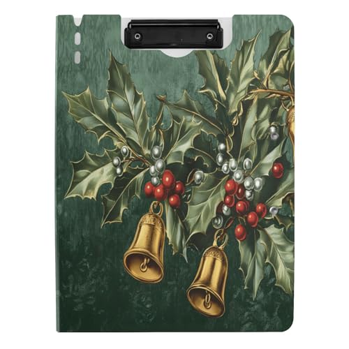 Quteprint Faltbares Klemmbrett für Ordner, Vintage-Stil, Weihnachtsglocken, Blätter, A4, Aktenordner mit doppelten Metall-Clips, Stiftschlitz – wasserabweisend, Dokumenten-Organizer Quteprint Faltbares Klemmbrett für Ordner, Vintage-Stil, Weihnachtsglocken, Blätter, A4, Aktenordner mit doppelten Metall-Clips, Stiftschlitz – wasserabweisend, Dokumenten-Organizer von Quteprint