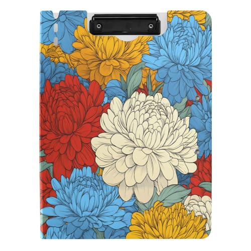 Quteprint Faltbares Klemmbrett für Ordner, bunte Chrysanthemen-Blumenmuster, A4, Aktenordner-Klemmbrett mit doppelten Metall-Clips, Stiftschlitz – wasserabweisend, Dokumenten-Organizer Quteprint Faltbares Klemmbrett für Ordner, bunte Chrysanthemen-Blumenmuster, A4, Aktenordner-Klemmbrett mit doppelten Metall-Clips, Stiftschlitz – wasserabweisend, Dokumenten-Organizer von Quteprint