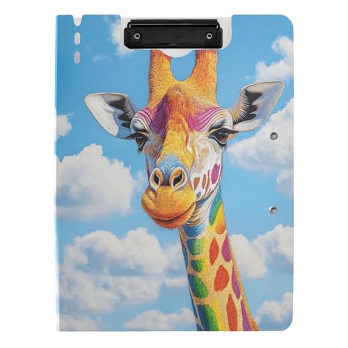 Quteprint Faltbares Klemmbrett für Ordner, bunte Giraffe, Wolke, Regenbogen, A4, Aktenordner mit doppelten Metall-Clips, Stiftschlitz – wasserabweisend, Dokumenten-Organizer, Datei-Klemmbretter für Quteprint Faltbares Klemmbrett für Ordner, bunte Giraffe, Wolke, Regenbogen, A4, Aktenordner mit doppelten Metall-Clips, Stiftschlitz – wasserabweisend, Dokumenten-Organizer, Datei-Klemmbretter für von Quteprint