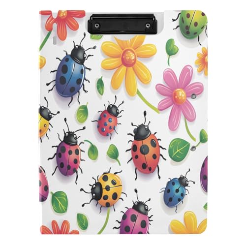 Quteprint Faltbares Klemmbrett für Ordner, bunte Marienkäfer, Blumen, Blätter, A4, Dateiordner-Klemmbrett mit doppelten Metall-Clips, Stiftschlitz – wasserabweisend, Dokumenten-Organizer Quteprint Faltbares Klemmbrett für Ordner, bunte Marienkäfer, Blumen, Blätter, A4, Dateiordner-Klemmbrett mit doppelten Metall-Clips, Stiftschlitz – wasserabweisend, Dokumenten-Organizer von Quteprint